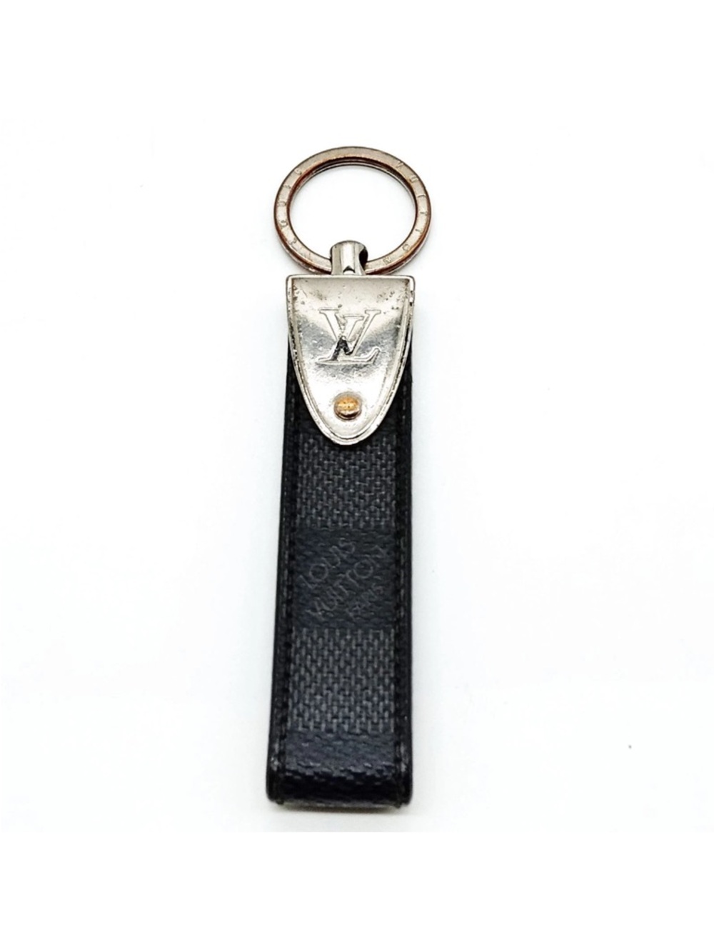 Louis Vuitton Damier Graphite Black Leather & Silver-Tone Keychain - Picture 2 of 9